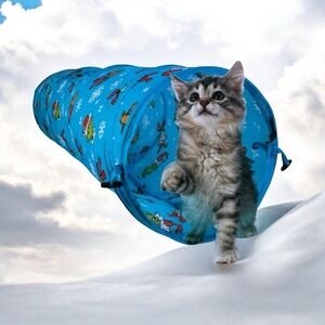 The Grinch Pop Up Cat Tunnel Toy Blue Christmas Crinkle Play Enrichment Exercise